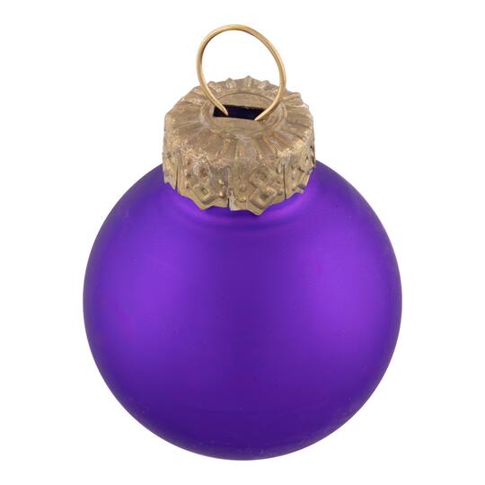 24ct. 1" Purple 2-Finish Glass Ball Ornaments